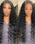 super natural glueless loose deep wave v part human hair wigs