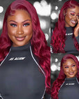 qvr wigs 99j burgundy red body wave with lace frontal