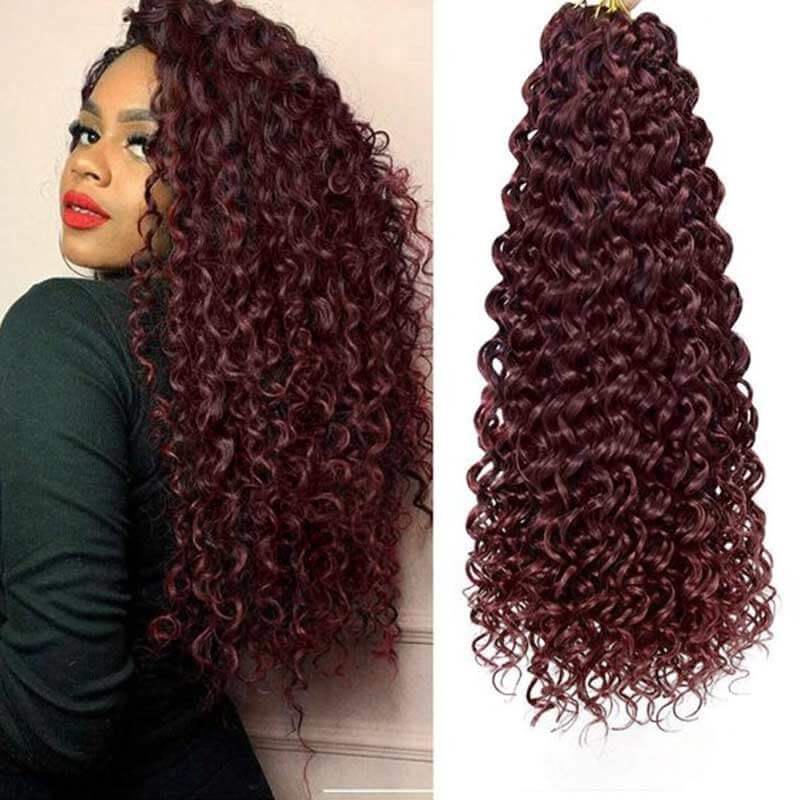 QVR Lightweight Burgundy Deep Wave Crochet Hair