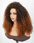 QVR Glueless Twist Curly Half Wig Invisible Hairline Ombre 