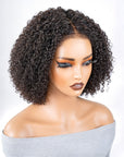 QVR 4C Edges Kinky Curly 9x6 Lace Short Bob Wigs Glueless Human Hair Wig