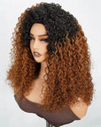 QVR Glueless Twist Curly Half Wig Invisible Hairline Ombre 