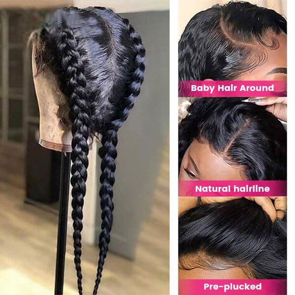 qvr wigs brazilian straight with natural black shade and knotless style