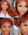 pre-plucked human hair lace wigs in copper brown for effortless elegance.