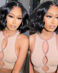 smooth straight short bob glueless wear and go wig with HD lace