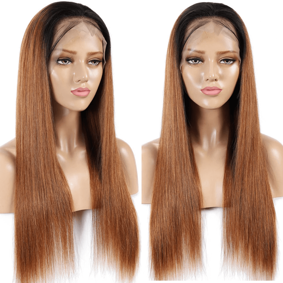 1b/30 ombre honey brown straight glueless lace wigs