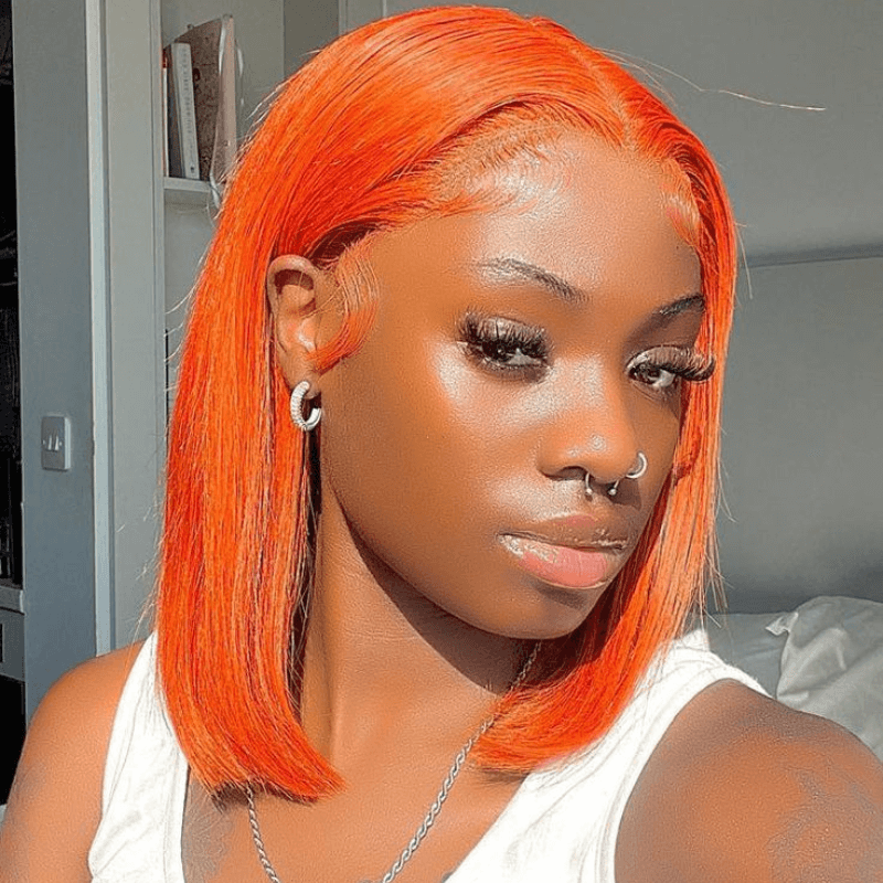 qvr wigs orange straight t lace bob for bold black women