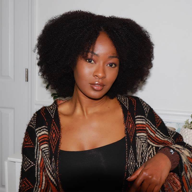 natural looking glueless lace wigs with afro kinky curls for daily use