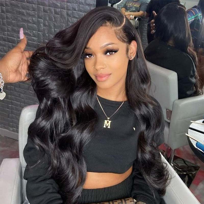 bouncy body wave wear and go wig with natural-looking texture