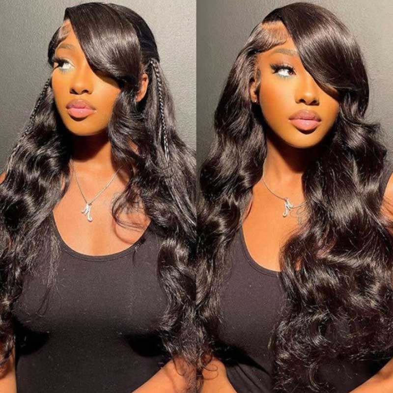 qvr hd lace wigs human hair body wave glueless with 13x4 lace frontal