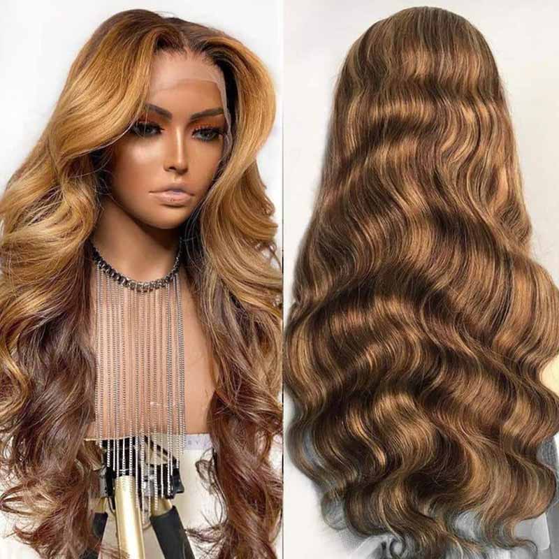 defined straight wear and go glueless wigs with bold color blend