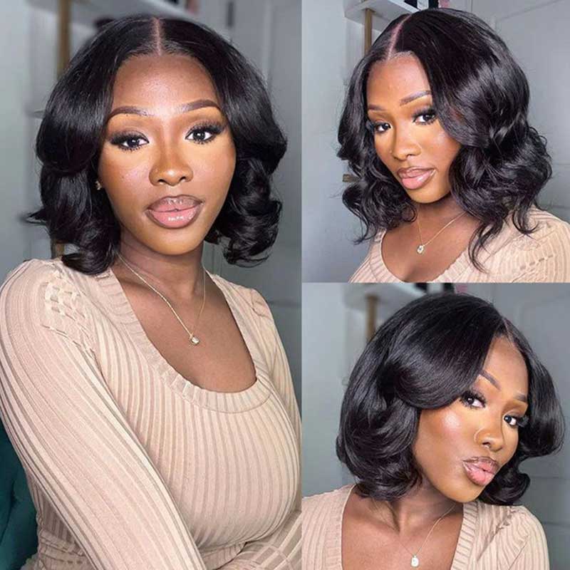 chic short bob body wave wear and go wig for easy styling