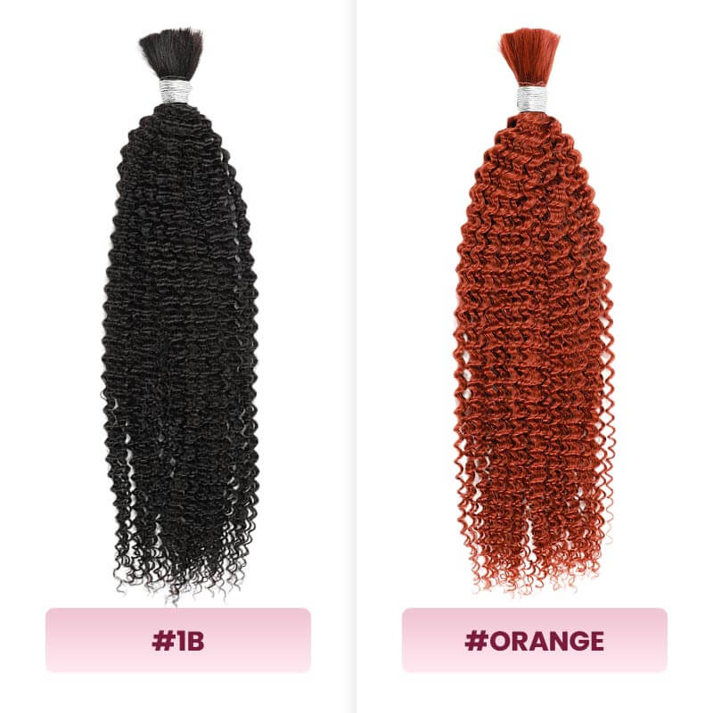 black orange kinky curly bulk braiding hair extensions