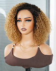 qvr ombred ash blonde side part human hair wigs short curly hair texture