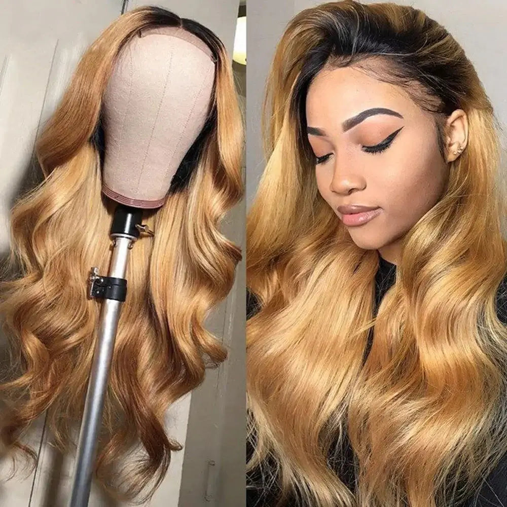 vibrant 1b/27 ombre human hair lace wigs, perfect for bold styles.