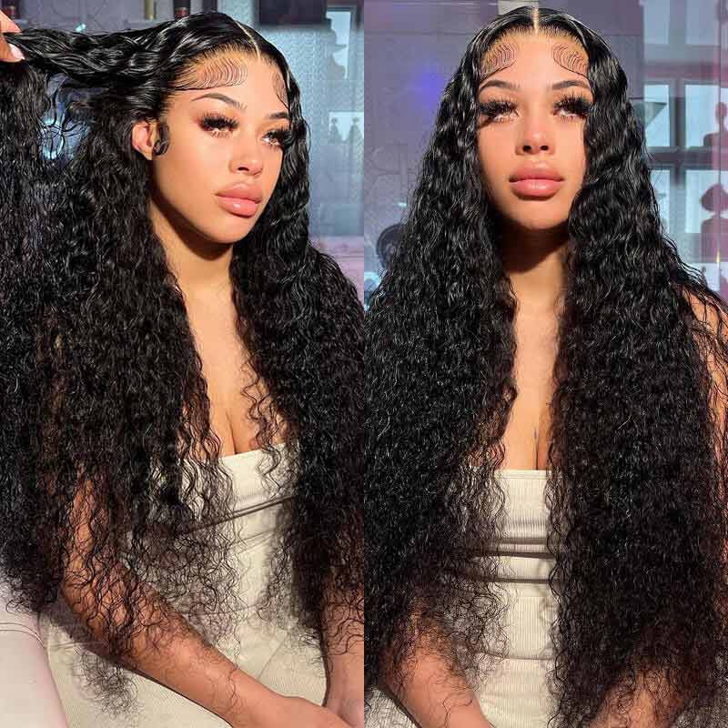 pre-cut human hair deep curly wear and go wig