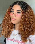 stylish ombre curly bob wigs, 1B/30 13x4 lace frontal short bob human hair wigs for African American hair