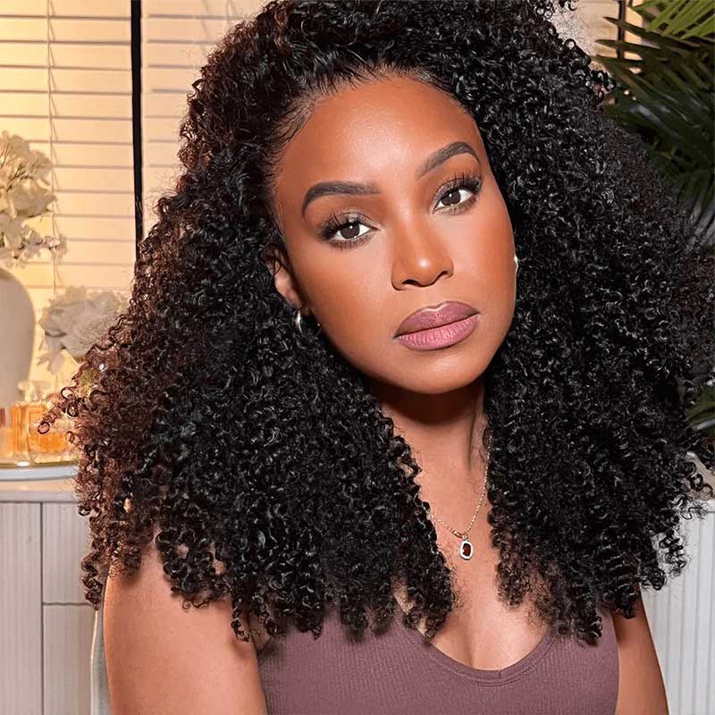 wear and go glueless afro curly wig for easy styling