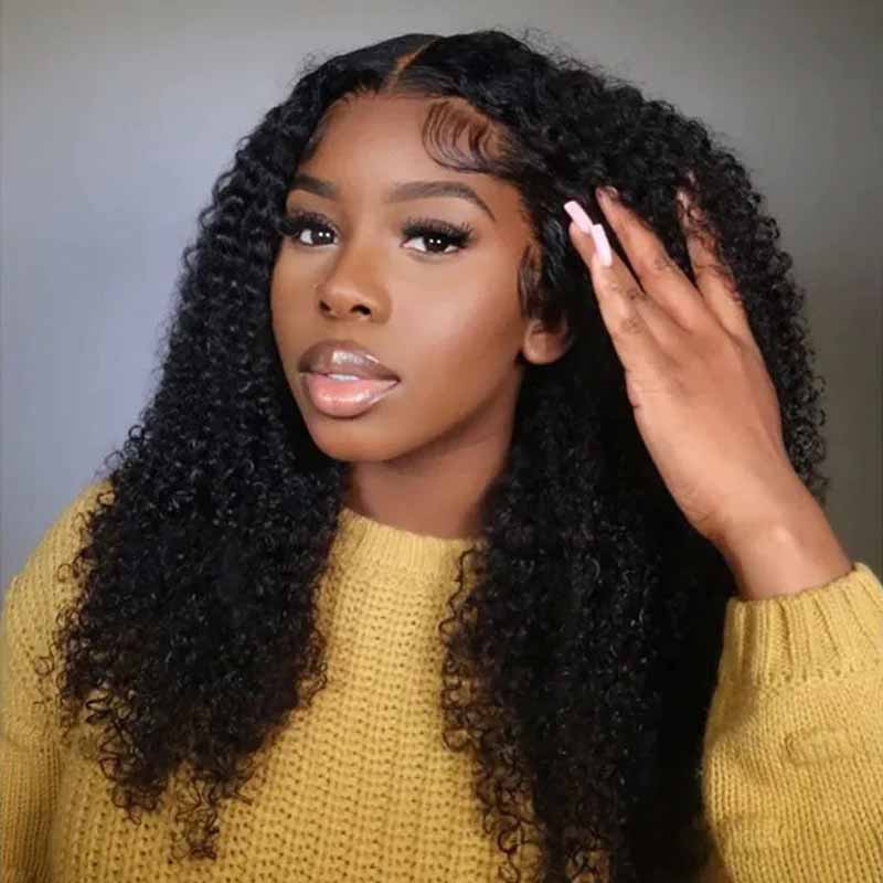 QVR natural-looking kinky curly wear and go glueless wig