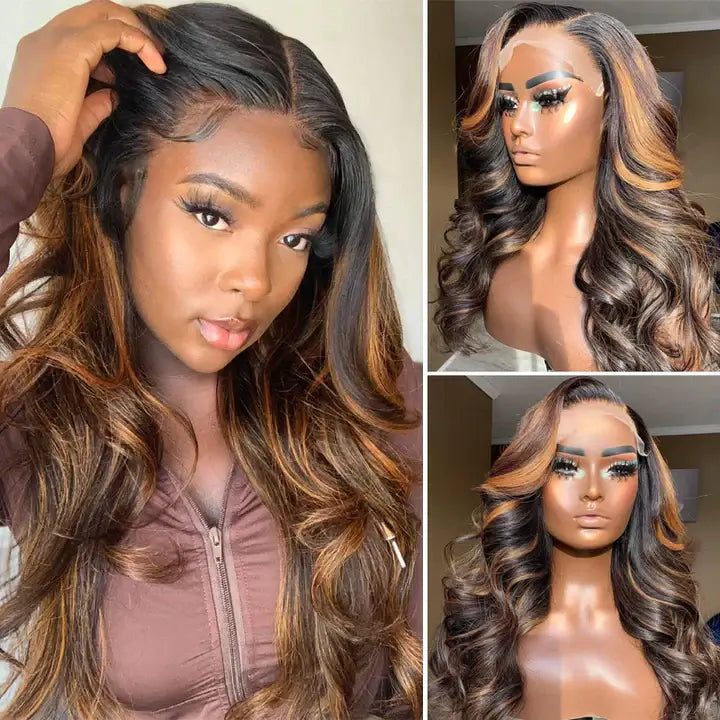 glueless wigs body wave p1b/30 highlight for black women