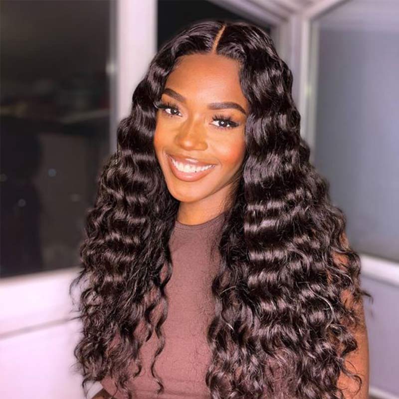QVR loose deep wave human hair wear and go wigs