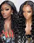 pre-cut human hair wear and go wigs with loose deep wave