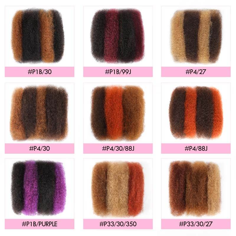 Qvr Hair Multi-color Afro Kinky Bulk Hair Color Guide