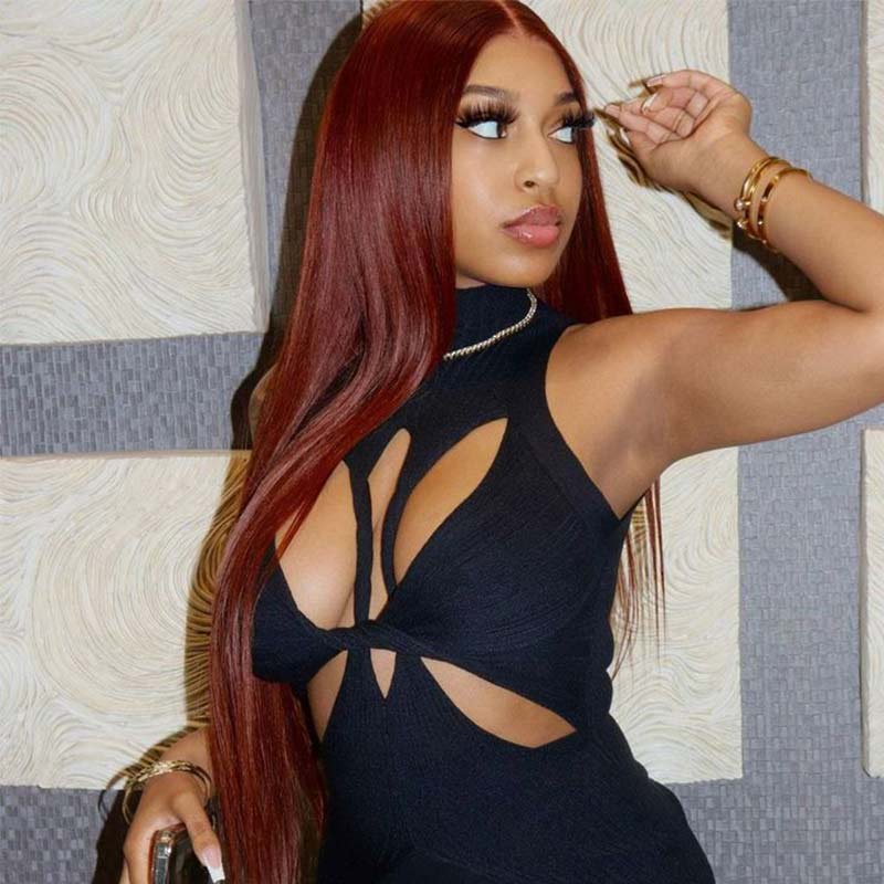 reddish brown #33 body wave wear and go wig