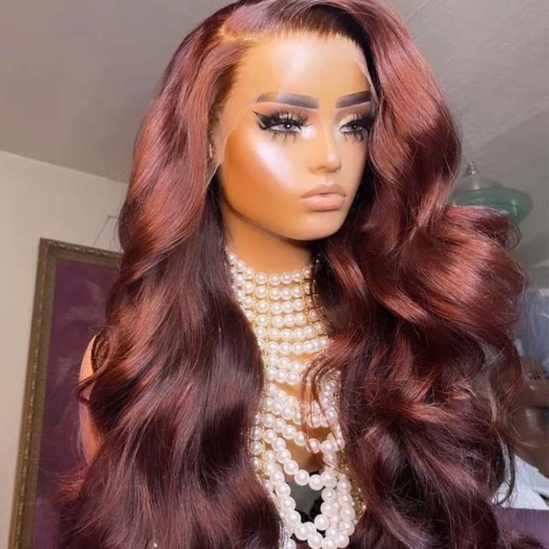 easy install body wave reddish brown lace wig