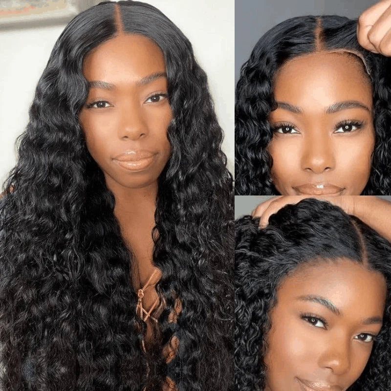 voluminous water wave wear and go wig with HD lace closure
