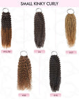 QVR Highlight Brown Small Kinky Curly Feather Crochet Hair Machine Made Feather Human Hair Extension