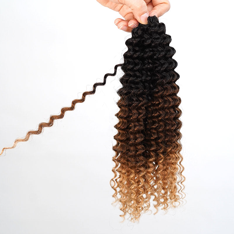 QVR Ombre #T1B/30/27 Small Kinky Curly Machine Made Feather Crochet Human Hair Extensions