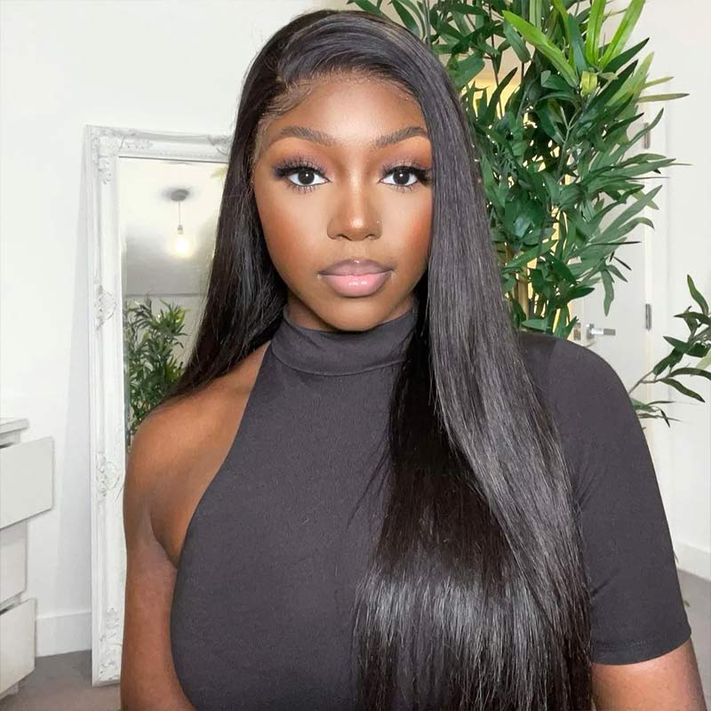 QVR silky straight human hair wear and go wig for beginners