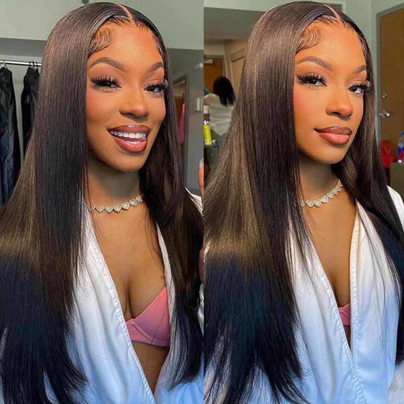 defined straight wear and go glueless wig for easy styling