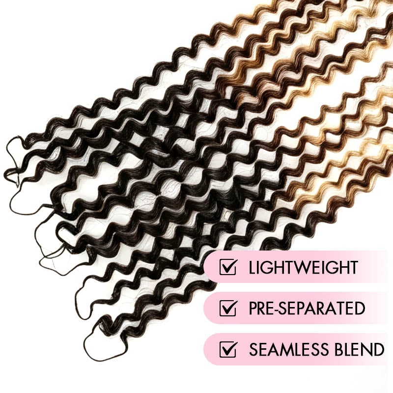 QVR Sun-Kissed Blonde Mixed Highlights Afro Kinky Curly Feather Crochet Human Hair Miracle Knots Crochet Weave Hair Extensions