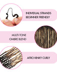 QVR Sun-Kissed Blonde Mixed Highlights Afro Kinky Curly Feather Crochet Human Hair Miracle Knots Crochet Weave Hair Extensions