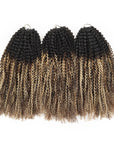 QVR Sun-Kissed Blonde Mixed Highlights Afro Kinky Curly Feather Crochet Human Hair Miracle Knots Crochet Weave Hair Extensions