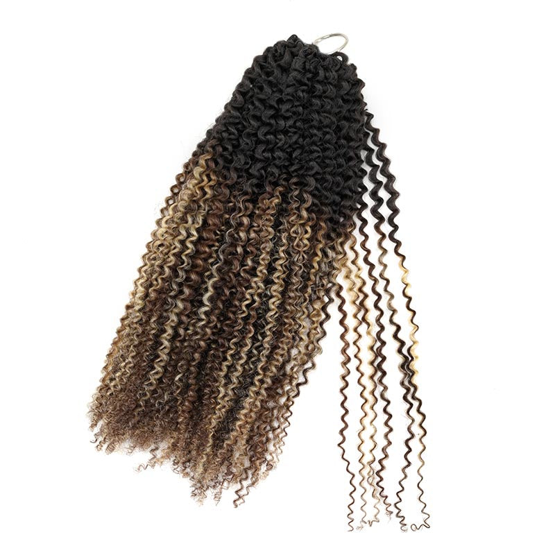 QVR Sun-Kissed Blonde Mixed Highlights Afro Kinky Curly Feather Crochet Human Hair Miracle Knots Crochet Weave Hair Extensions