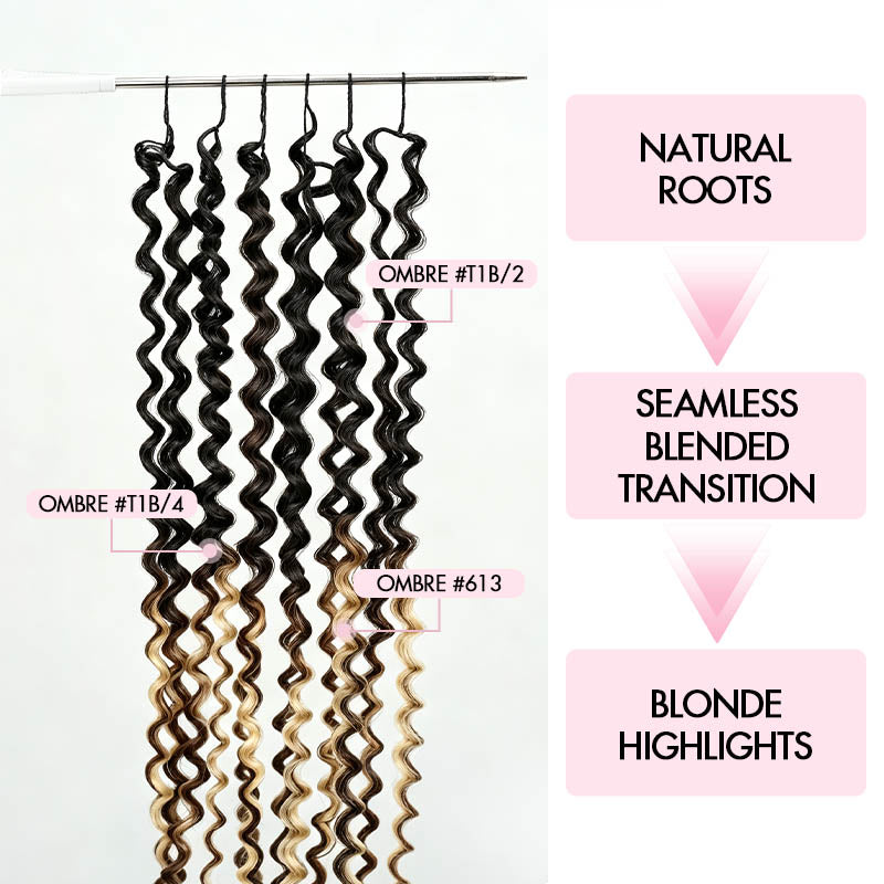 QVR Sun-Kissed Blonde Mixed Highlights Afro Kinky Curly Feather Crochet Human Hair Miracle Knots Crochet Weave Hair Extensions