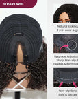 QVR U Part Wig Kinky Curly Human Hair Wigs Glueless Natural Looking Hairline
