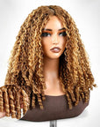 QVR Honey Blond Highlight Burmese Curly V Part Wigs Natural Protective Style Glueless Wigs