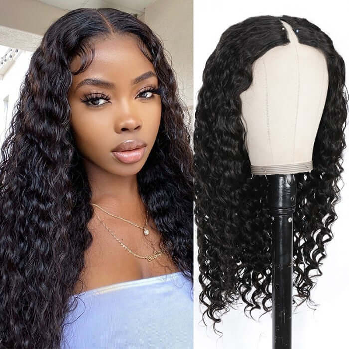 water wave v part wig on influencer vs on wig stand