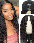 qvr glueless water wave wavyed v part wig human hair 180% density wig