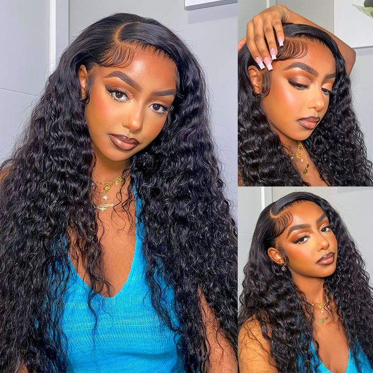 qvr hd lace wigs human hair water wave 13x4 lace frontal wig for black women
