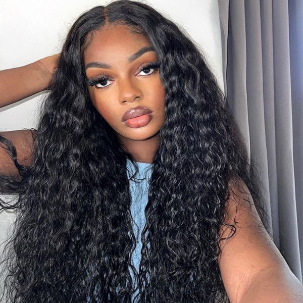 QVR water wave human hair wear and go wig