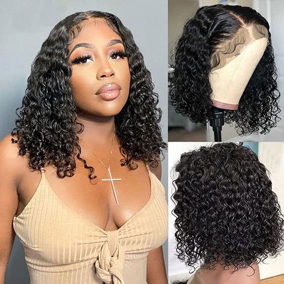 short bob wear and go wig with soft water wave texture