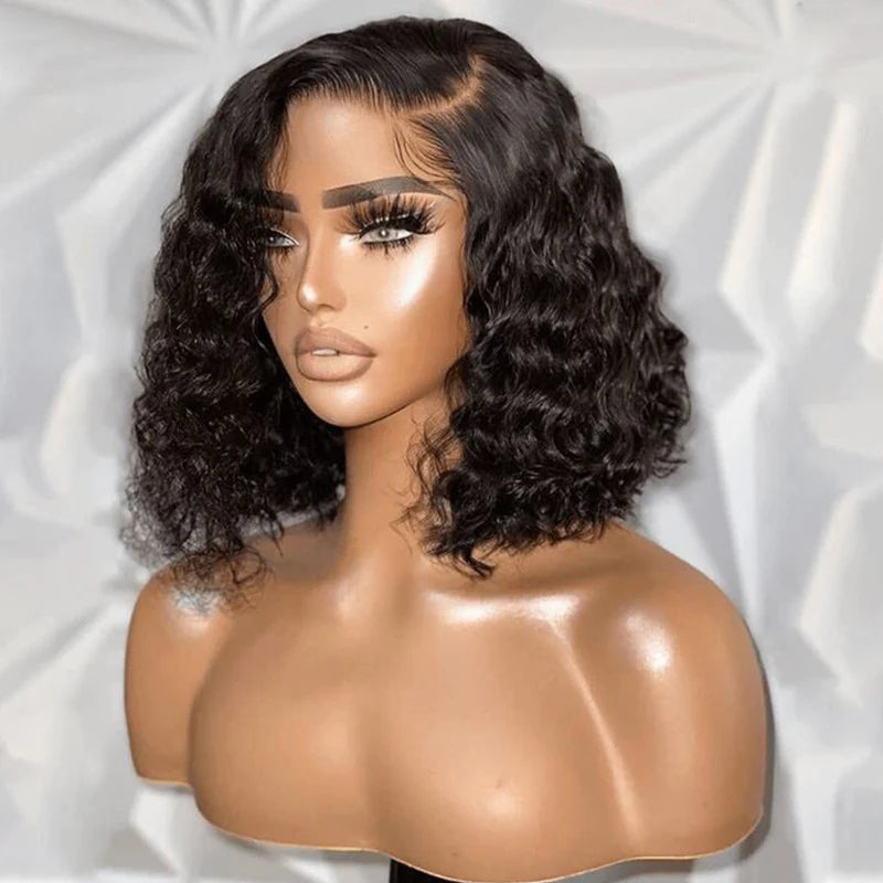 natural-looking water wave human hair wear and go wigs