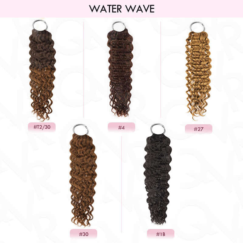 QVR Highlight Brown Water Wave Feather Crochet Hair Machine Made Feather Human Hair Extension