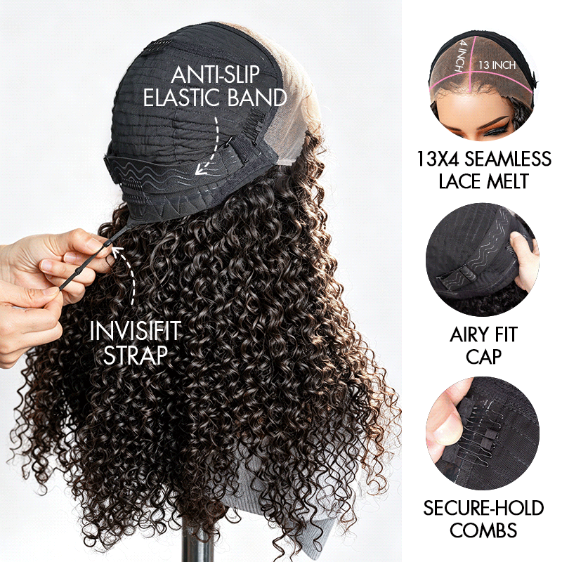 QVR Pre Everything Wear and Go Glueless Water Wave Lace Front Wig Voluminous Human Hair Wigs
