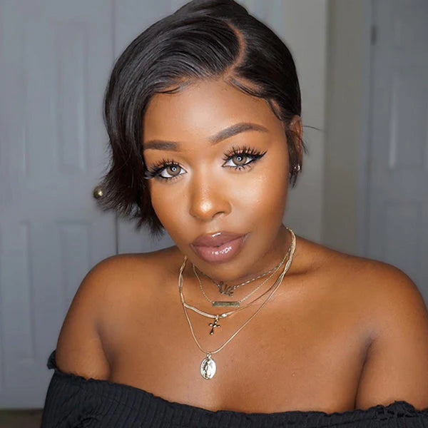 side part pixie cut wigs for black women with style